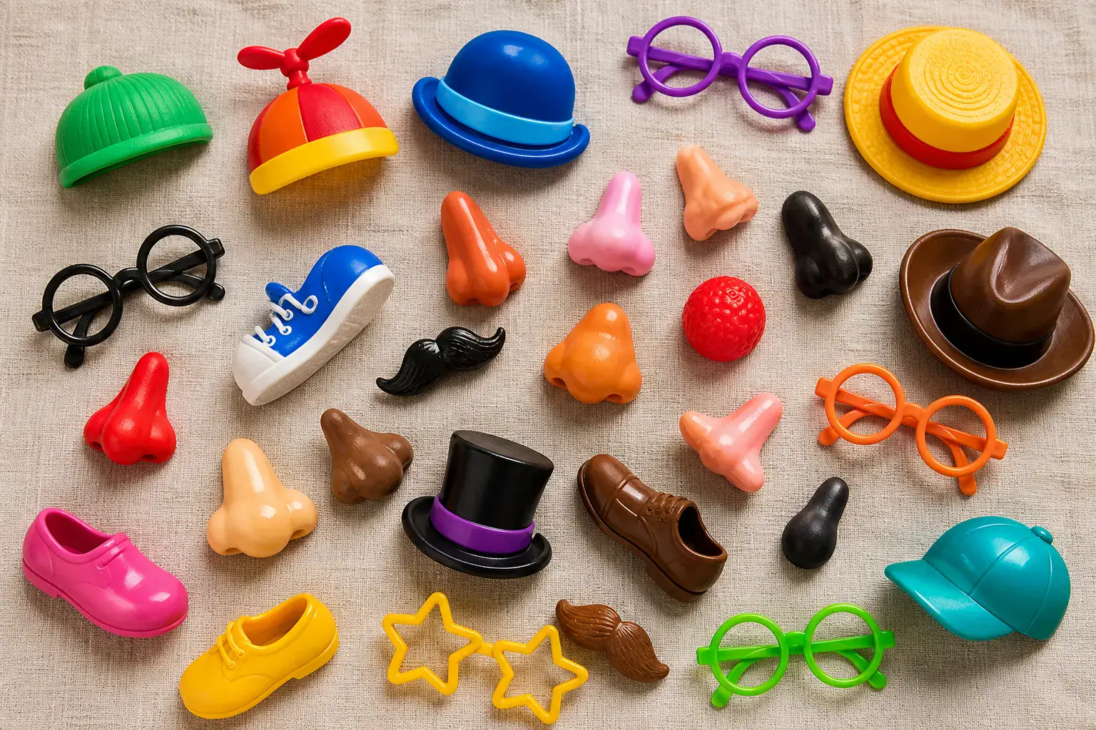 Accessoires colorés en flat lay